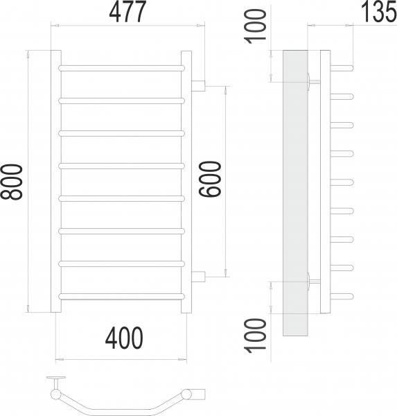 Полотенцесушитель Terminus Виктория П8 400х800 бп600