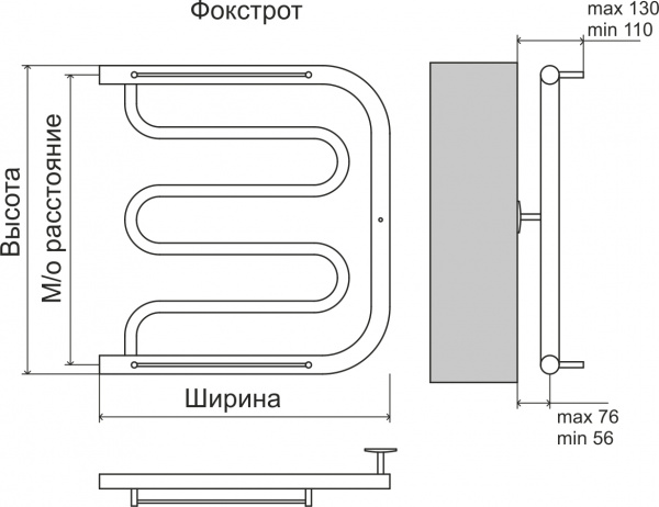 Полотенцесушитель Terminus Фокстрот (1")500х500