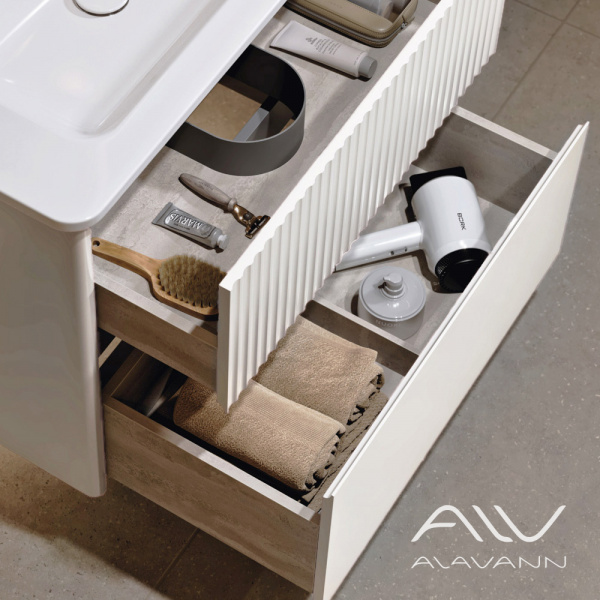Тумба с раковиной подвесная alavann Wave 80 белая