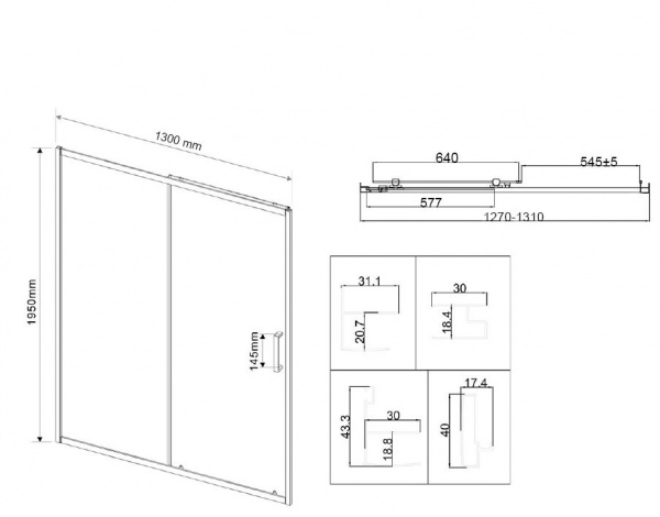 Vincea Душевая дверь Сити (City) VDS-5CT130MT, 1300, хром, стекло текстурное