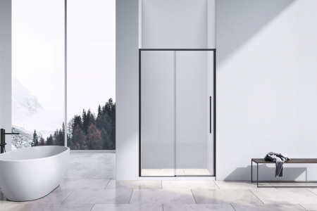 Vincea Душевая дверь Слим-Н (Slim-N) VDS-4SN130CLB, 1300, черный, стекло прозрачное