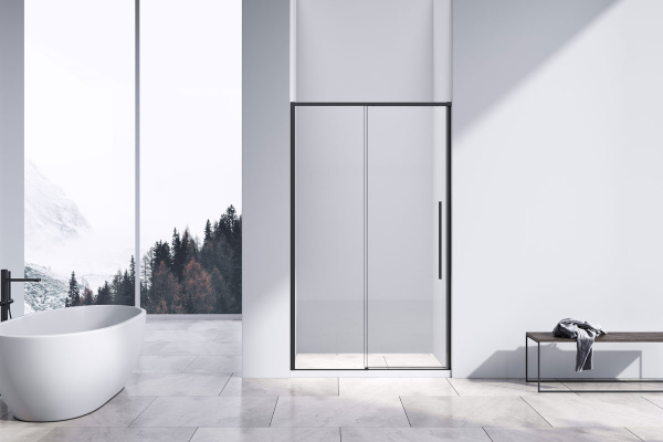 Vincea Душевая дверь Слим-Н (Slim-N) VDS-4SN130CLB, 1300, черный, стекло прозрачное
