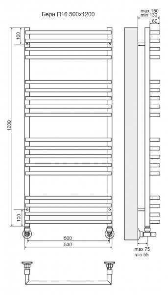 Полотенцесушитель Terminus Берн П16 500х1000