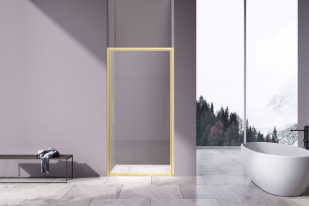 Vincea Душевая дверь Слим 8мм (Slim 8mm) VDP-4SL900CLG, брашированное золото, стекло прозрачное
