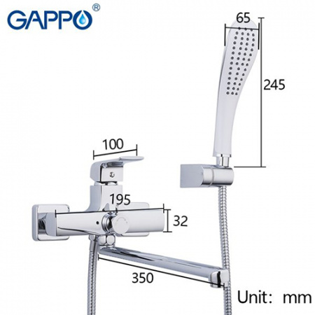 Смеситель для ванной с длинным изливом Gappo G2250-8