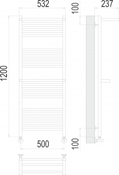 Полотенцесушитель Terminus Аврора с 2-мя/п П22 500х1200