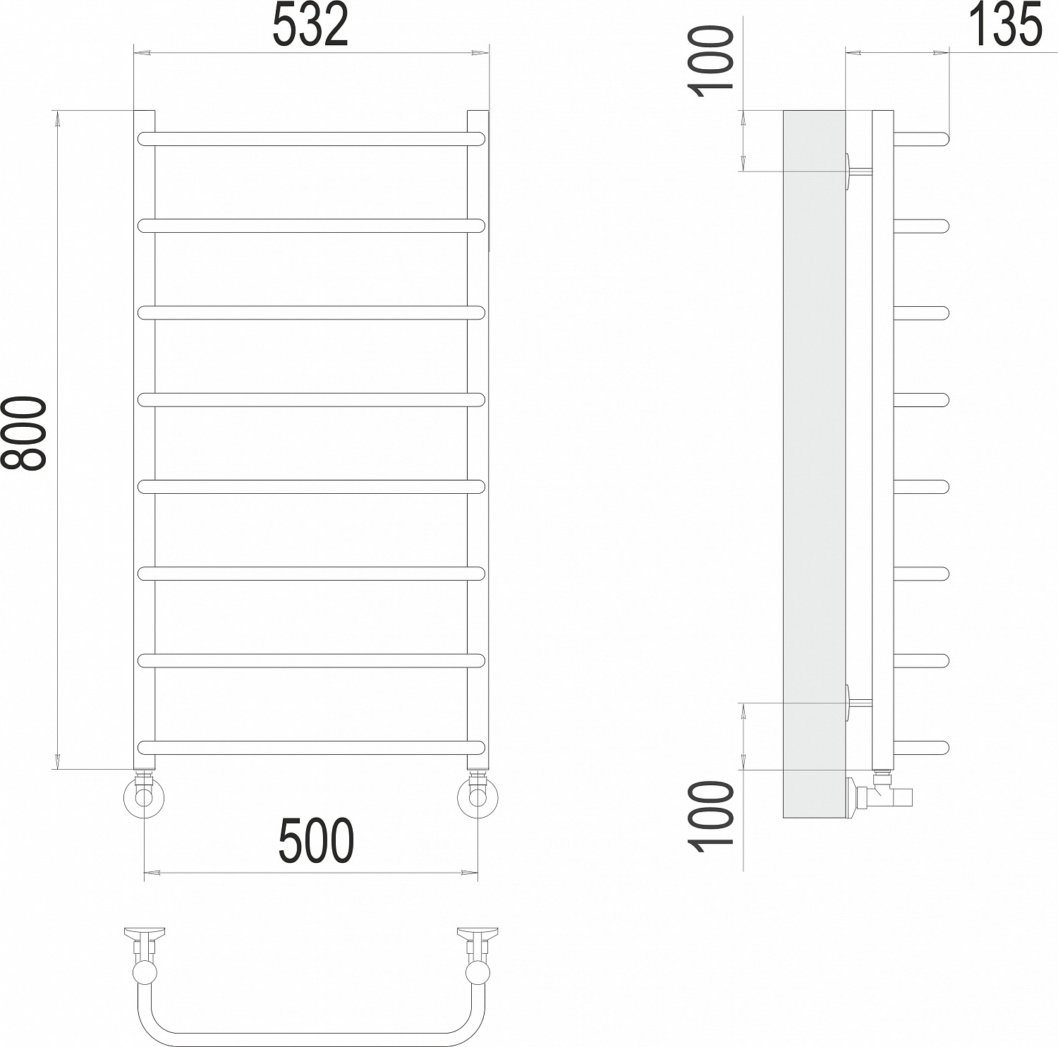 Полотенцесушитель Terminus Стандарт П8 500х800