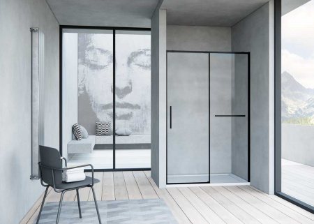 Vincea Душевая дверь Слим Софт (Slim Soft) VDS-1SS120CLB, 1200, черный, стекло прозрачное