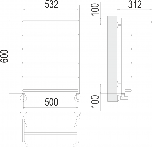 Полотенцесушитель Terminus Полка П6 500х600