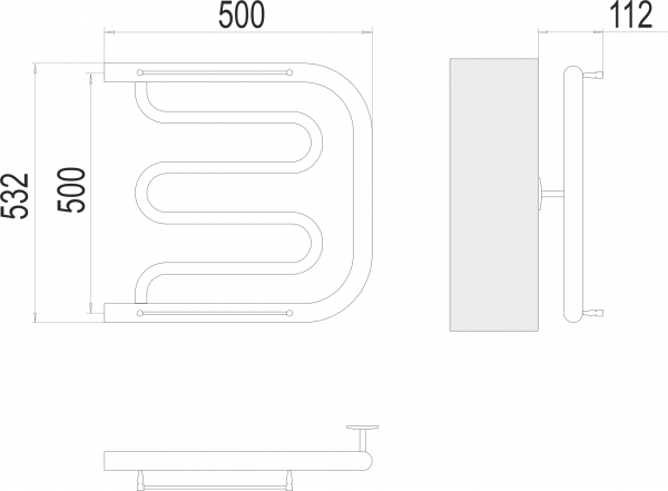 Полотенцесушитель Terminus Фокстрот 1" БШ 500х500