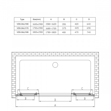 Vincea Душевая дверь Альфа (Alpha) VDS-3AL2180MT, 1800, хром, стекло текстурное