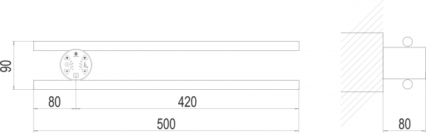 Полотенцесушитель Terminus Полка Электро П2 КРУГ 500х90