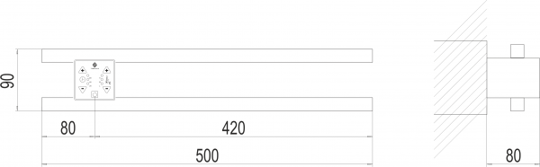 Полотенцесушитель Terminus Полка Электро П2 ПРОФ 500х90