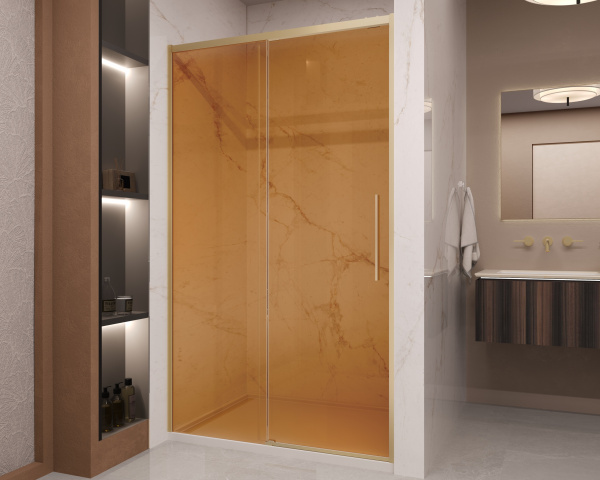 Vincea Душевая дверь Стелла (Stella) VDS-1ST120GSG, 1200, брашированное золото, стекло янтарь