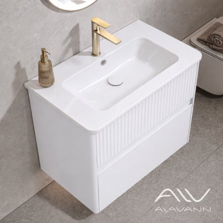 Тумба с раковиной подвесная alavann Wave 80 белая