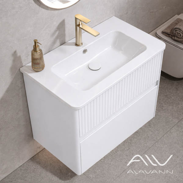 Тумба с раковиной подвесная alavann Wave 80 белая