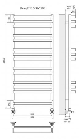 Полотенцесушитель Terminus Линц П15 500х1200