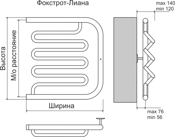 Полотенцесушитель Terminus Фокстрот-Лиана (1")  600х600