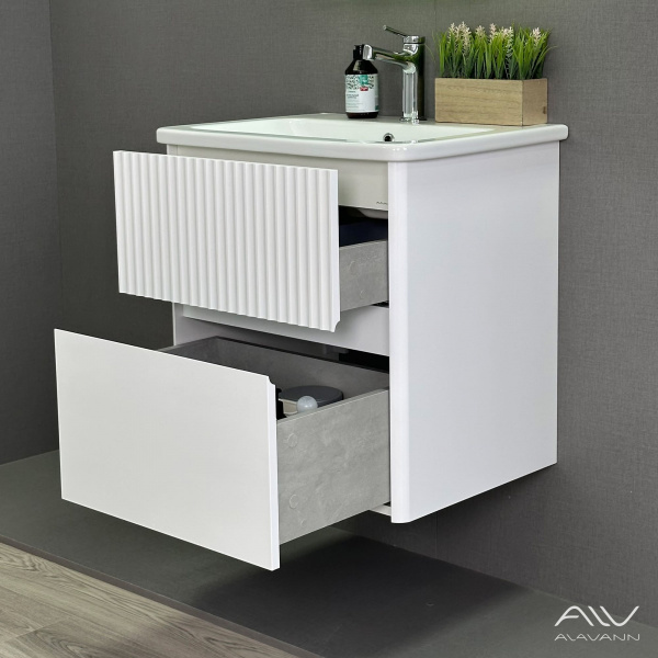 Тумба с раковиной подвесная alavann Wave 60 белая