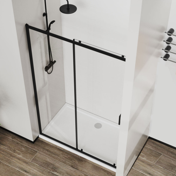 Vincea Душевая дверь Сити (City) VDS-5CT130CLB, 1300, черный, стекло прозрачное