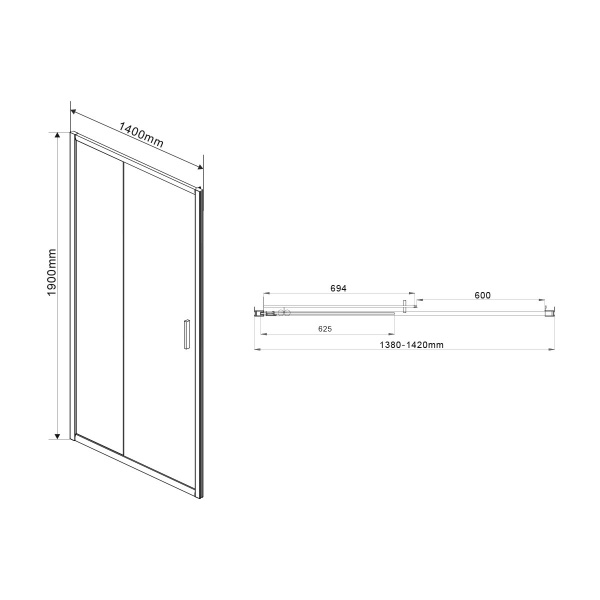 Vincea Душевая дверь Гарда (Garda) VDS-1G140CLB, 1400, черный, стекло прозрачное