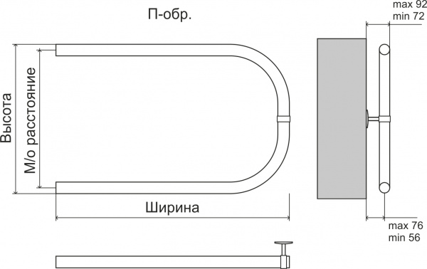 Полотенцесушитель Terminus  П-образный 1"  БШ 500х400