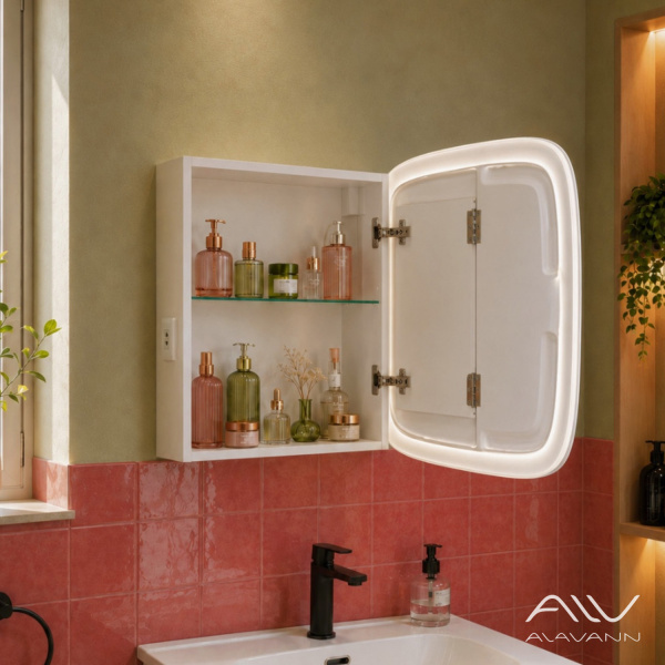 Зеркальный шкаф Alavann Rado Vizazh 60 с приближением, подсветкой, часами, сенсорное