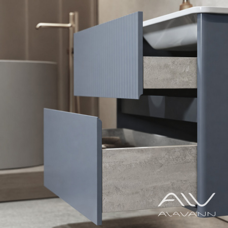 Тумба с раковиной подвесная alavann Wave 80 голубой деним