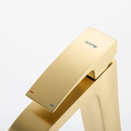 Смеситель для раковины высокий Gappo G1007-233 цвет Золотой сатин