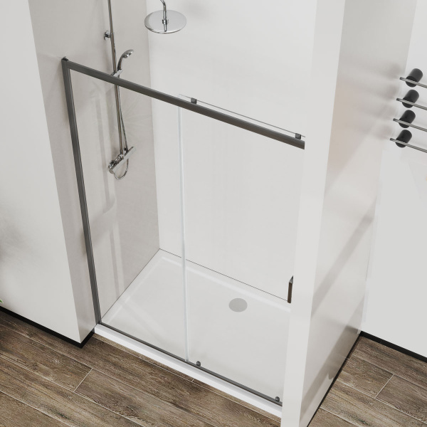 Vincea Душевая дверь Сити (City) VDS-5CT130CLGM, 1300, вороненая сталь, стекло прозрачное